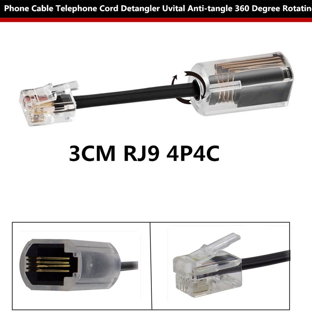 2 Stuks Draadloze Bedrade Anti Kronkelende Kantoor Handset Spoel Telefoonkabel Ontklitter Vaste 360 Graden Roterende Connector Handvat