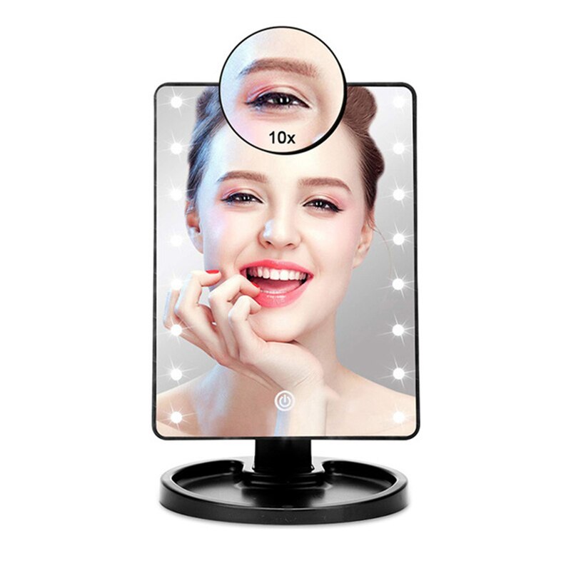 22- lichts led make-upspiegel touchscreen tafel desktop maak  up 10x vergrotende spiegels led cosmetische ijdelheid verstelbare spiegel