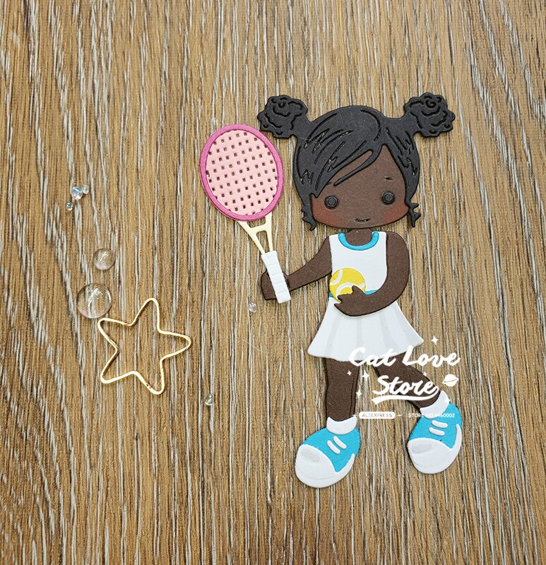 Tennis Men Women Players Metal Cutting Dies Scrapbooking Stencil Die Cuts Card Making DIY Craft Embossing Dies For