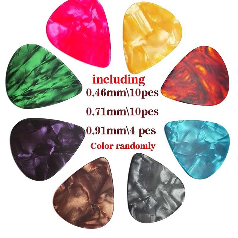 Guitar picks and pick holder case, inklusive 2 pick holder case /10 stk 0.46mm pick /10 stk 0.71 pick ,4 stk 0.91 pick