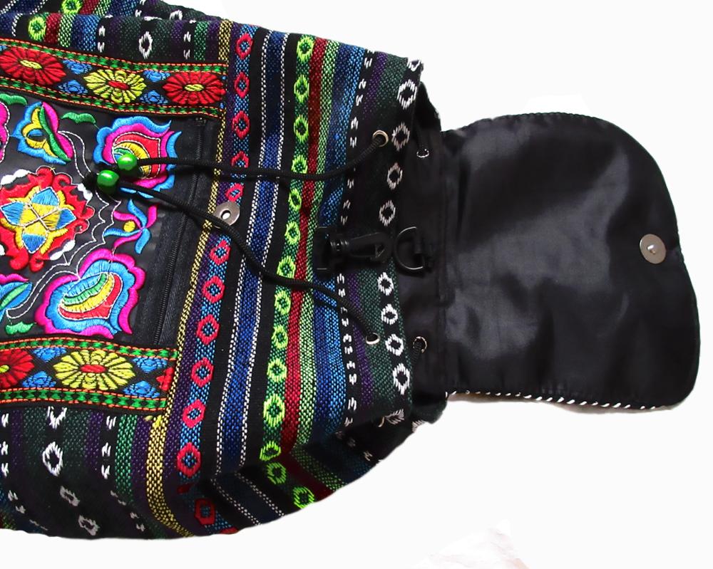 Hmong-mochila étnica Bohemia con bordado de la India, bolso bohemio hippie, mochila, tamaño L, SYS-170E