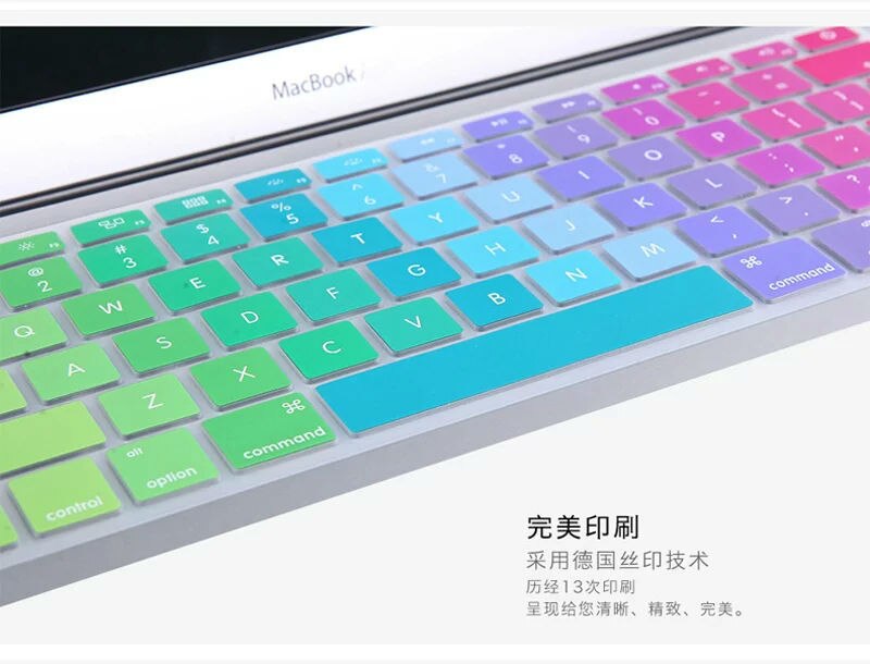 Regenboog us engels brief kleurrijke siliconen toetsenbord cover voor macbook air 12 pro 13 non touch bar a1708