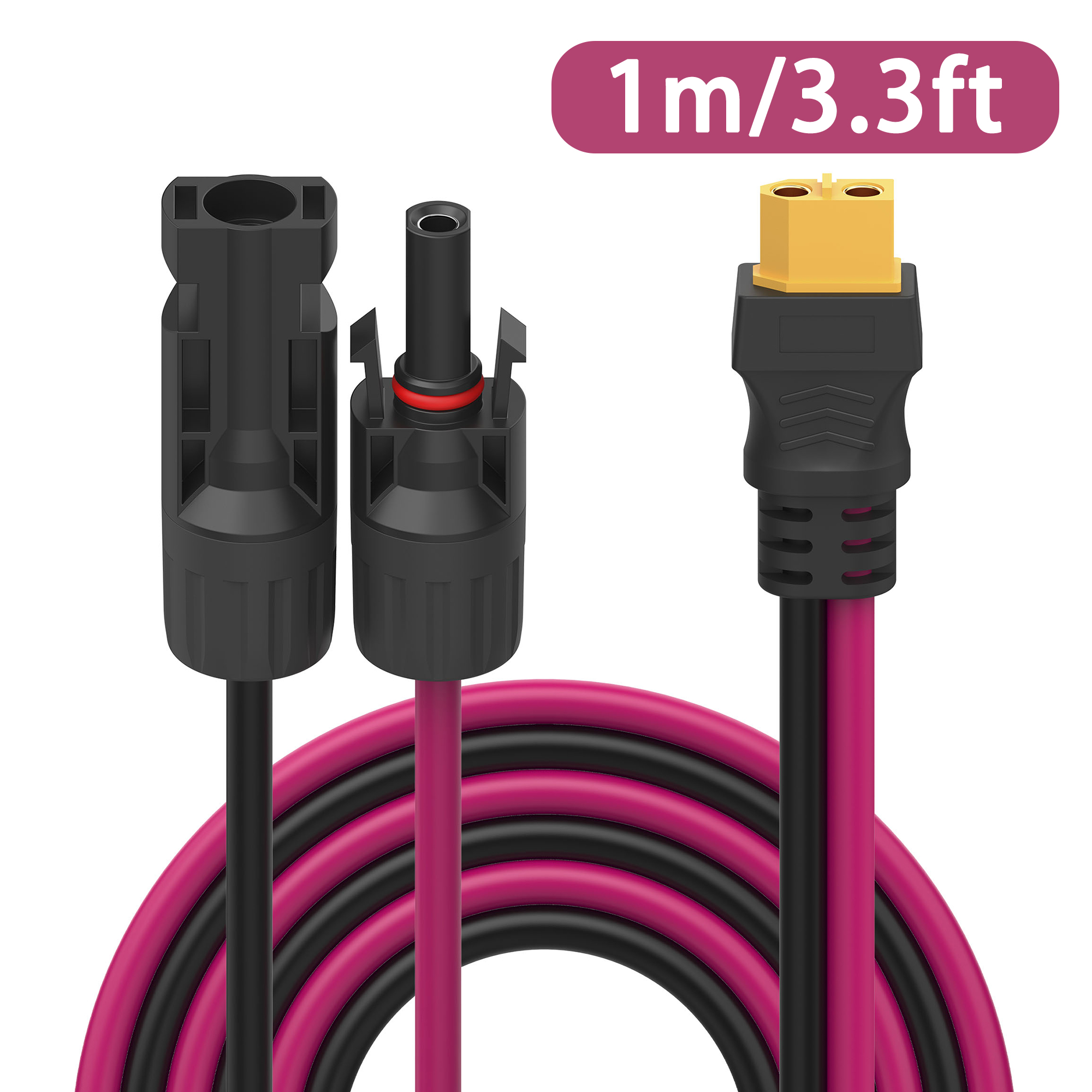 Cable de extensión Solar a XT60 12AWG 30A conector solar a cable adaptador XT60 adecuado para panel solar a central eléctrica portátil: Morado
