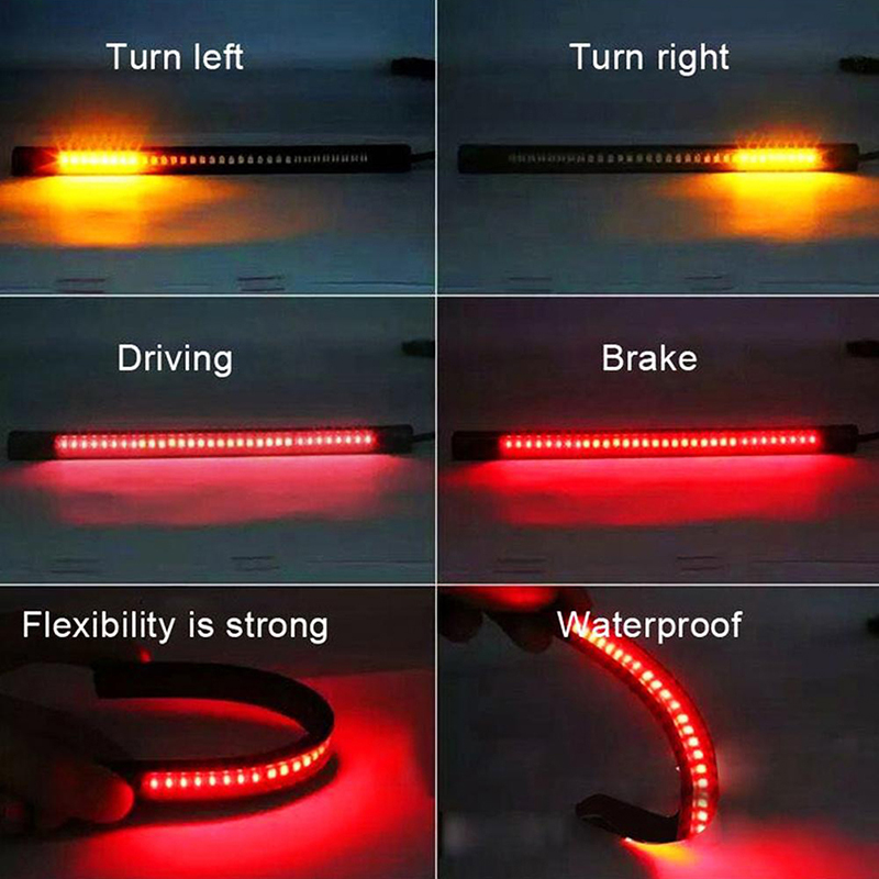 Flexibele 48 Led Motorfiets Licht Bar Strip Staart Richtingaanwijzer Staart Achter Brake Stop Brake Light Bulb Lamp 12V