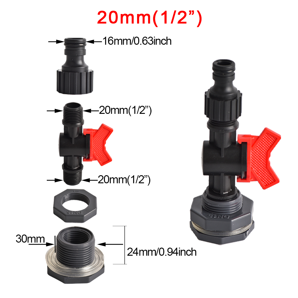 Rain Barrel Spigot Kit 1/2 3/4 1 inch Thread Kit with Bulkhead Fitting Hose Faucet Adapter for Water Tanks Garden Barrel
