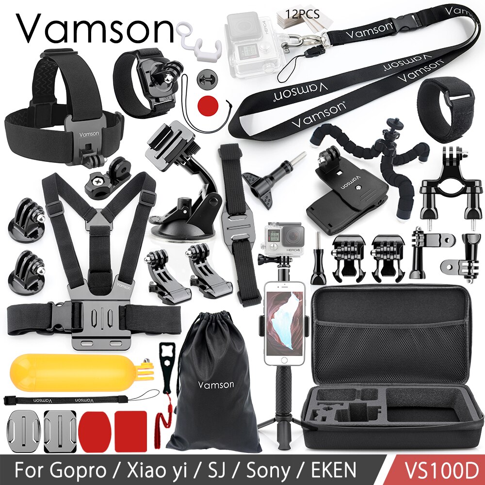 Vamson for Gopro hero 7 6 5 4 Accessories Kit for Xiaomi yi 4k for SJCAM M10 for SJ5000 case EKEN SOOCOO Action Camera VS100: VS100D