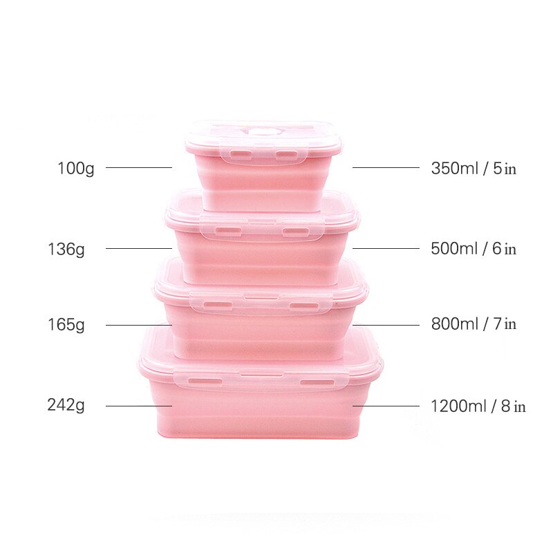 3pcs Silicone Collapsible Lunch Box Food Storage Containers Microwave Freezer Safe Lunch Box Outdoor Picnic Travel Containers