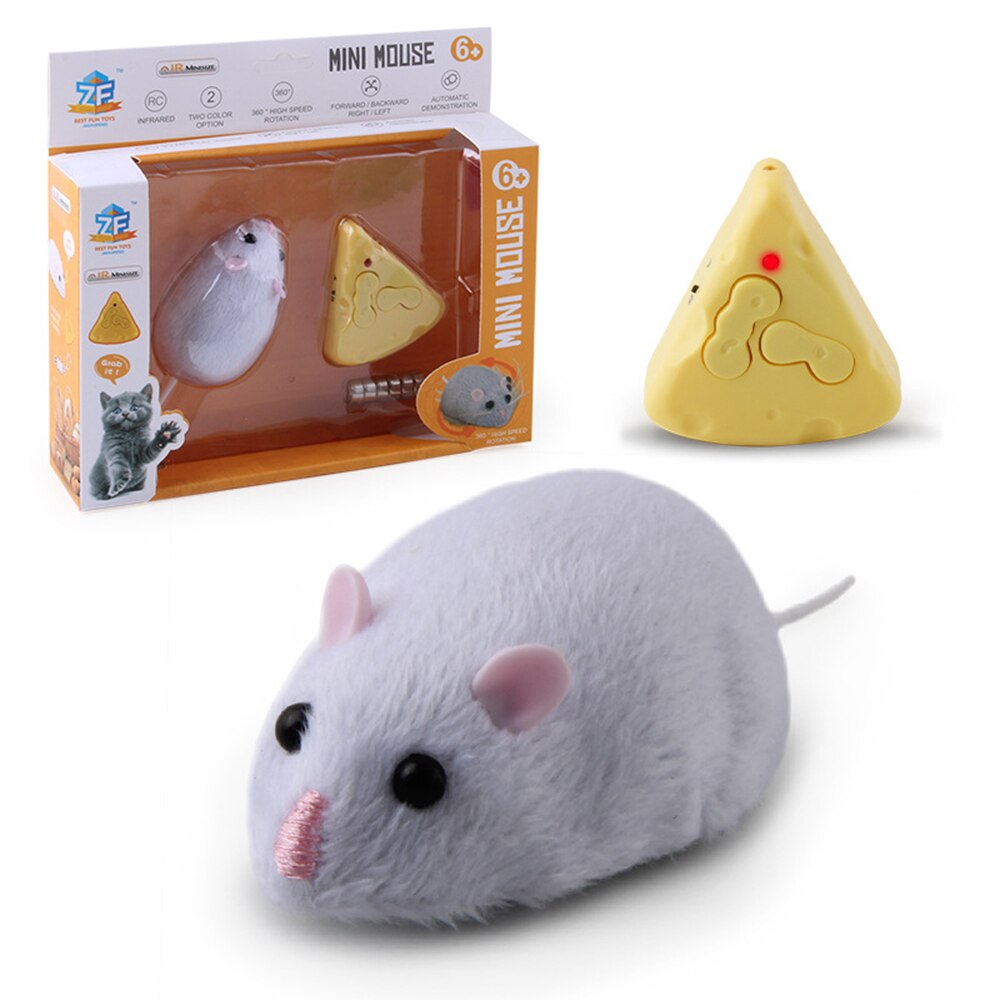 Wireless Electronic Remote Control Rat Plush RC Mouse Toy Flocking Emulation Toys Rat for Cat Dog,Joke Scary Trick Toys: Off-white