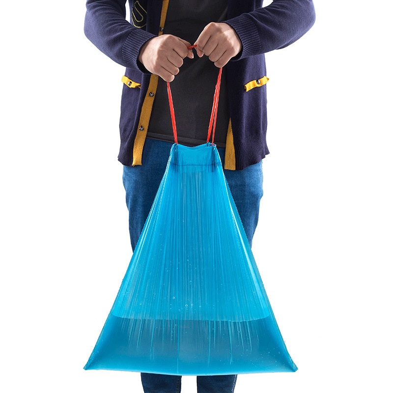 1 rollo de cocina cubo engrosamiento bolsa de basura de cierre automático portátil bolsa de basura de almacenamiento cesto para basura de plástico contenedores de basura titular