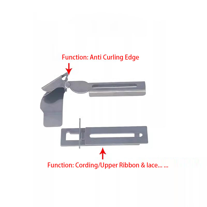 Multifunktionsmåler/installationsbeslag + sømguide, sømguide, sysæt til industriel overlock-symaskine med antirullefunktion