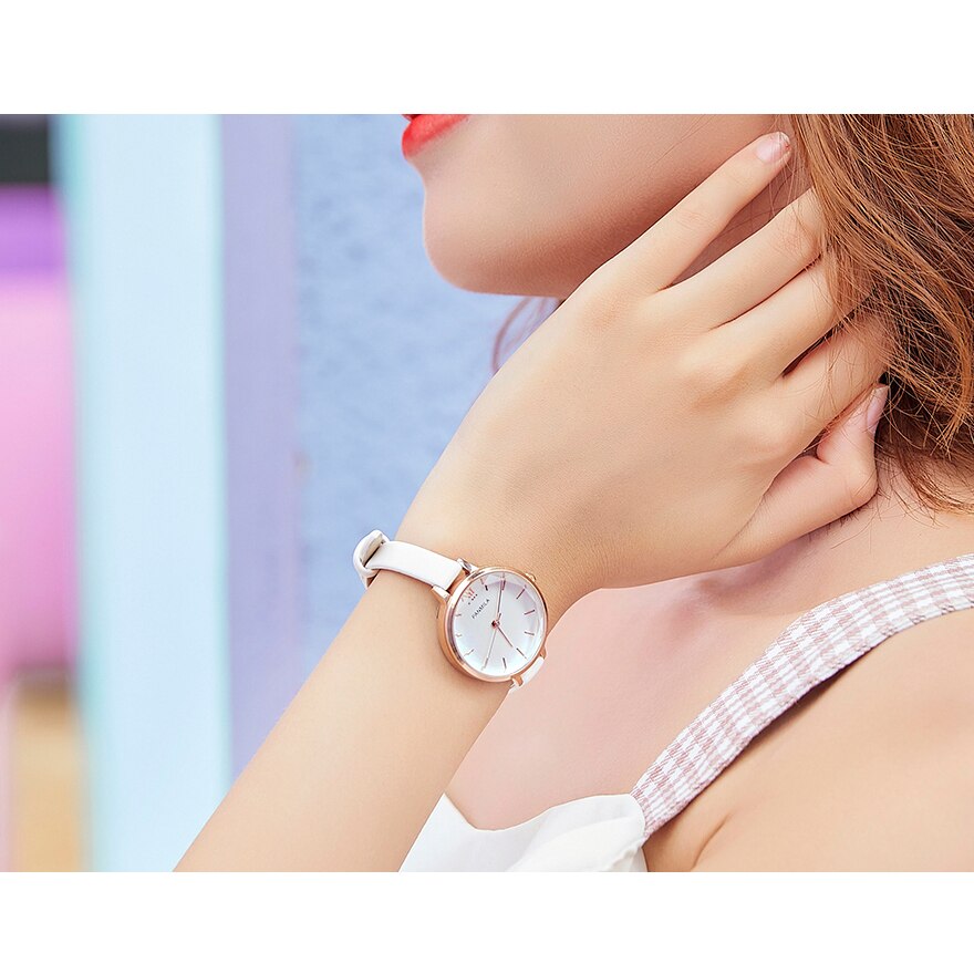 Klassiske hvide dameure enkel stor urskive quartz ur dame læder vandtæt kjole armbåndsur ur relogio feminino