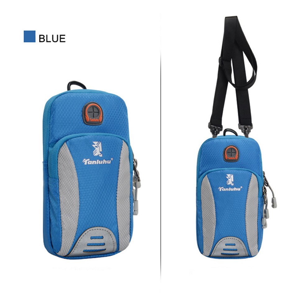 Outdoor Mobiele Telefoon Tas Running Mobiele Telefoon Arm Zak Arm Riem Sport Mobiele Telefoon Arm Mouw Schoudertas Unisex: Blue