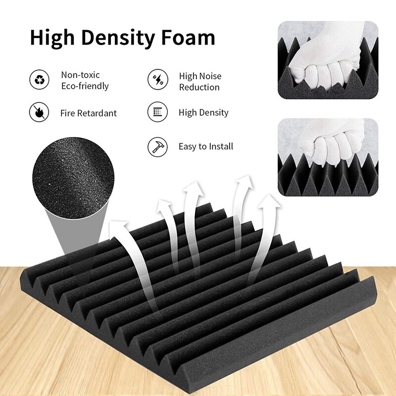 Acoustic Foam Panels Wedges 24 Pack Acoustic Panels 1 x 12 x 12inch Studio Sound Absorbing Tiles Recording Ceiling