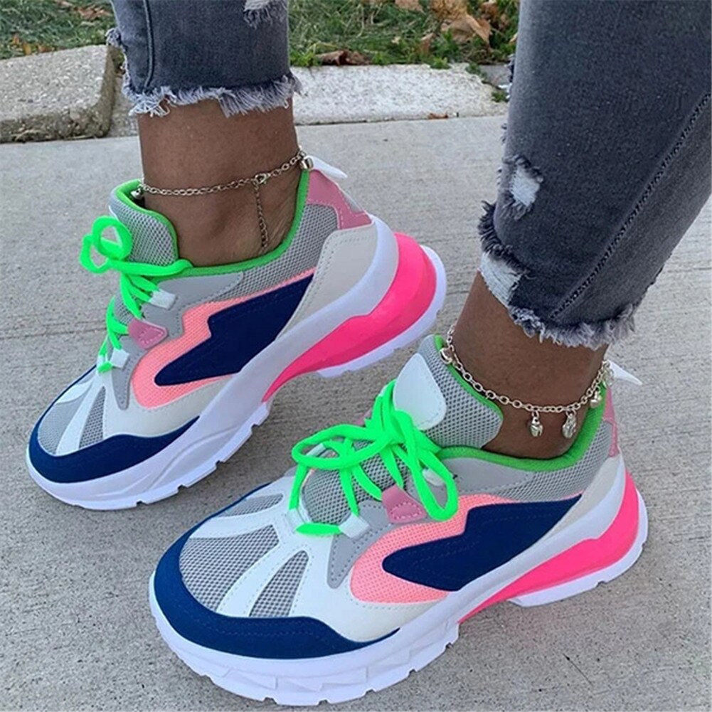 Doratasia kvinders blandede farver sneakers damer flad platform snørebånd sko kvinde afslappet efterårs sneakers stor størrelse 35-43: Flerfarvet / 9