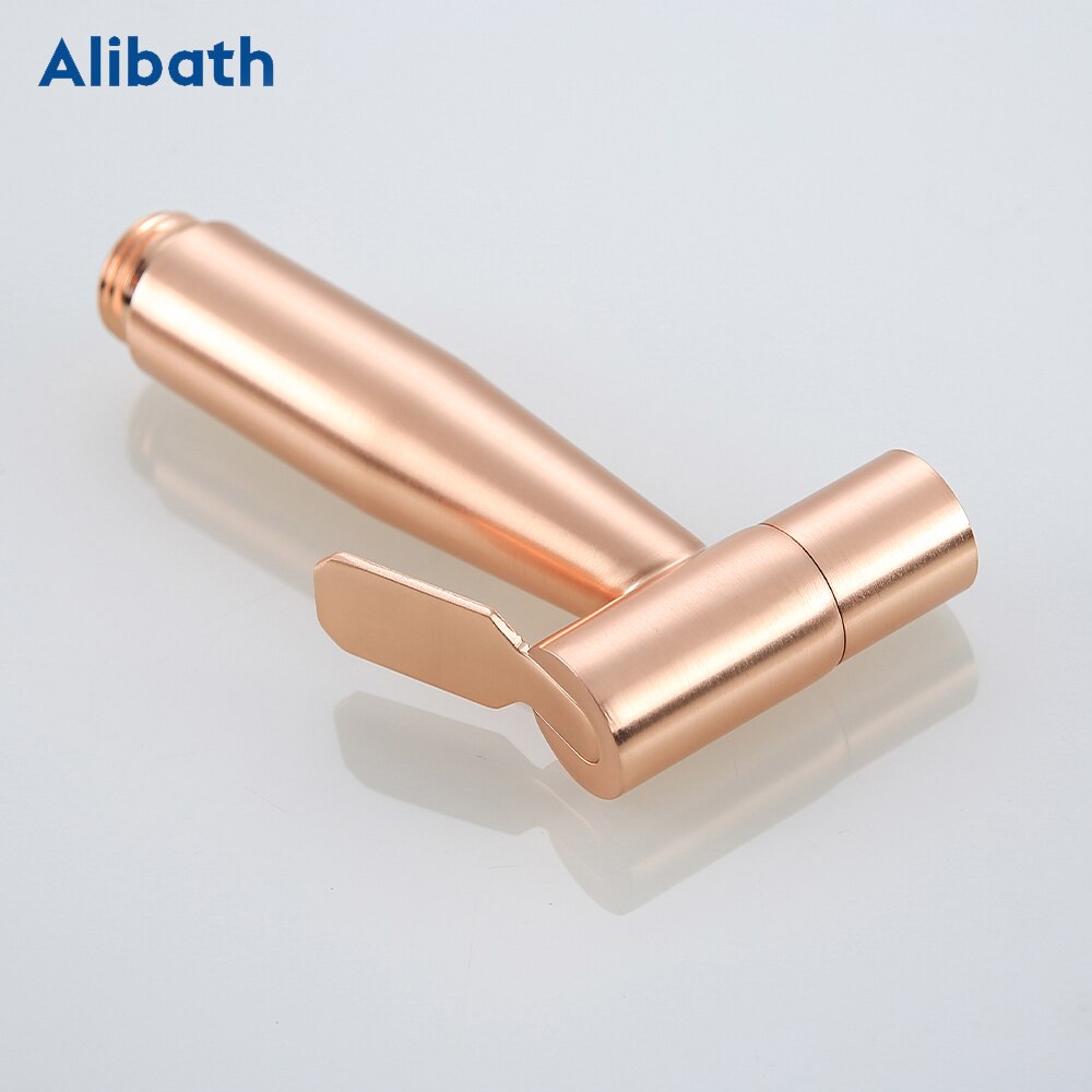 Brushed Rose Gold Douche Kit Hand Held Bidet Sprayer Stainless Steel Toilet Bidet Shattaf with Valve Jet Set Shower Head.