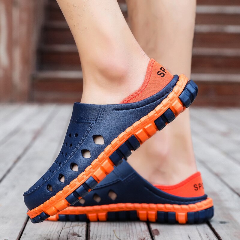 Plastic Sandalen Mannen Zomer Holie Schoenen Slip Op Half-Slippers Mannelijke Strand Schoenen Sandalen Flats licht