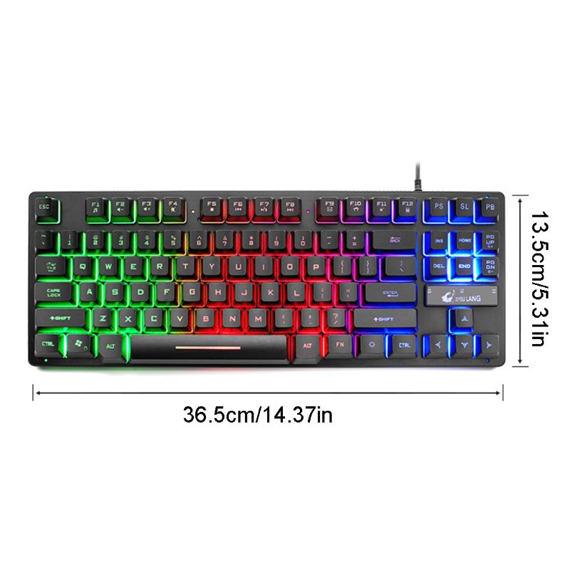 Gaming Keyboard 87 Keys Keyboard for PC / Laptop Gamer Wired Backlit Keyboard