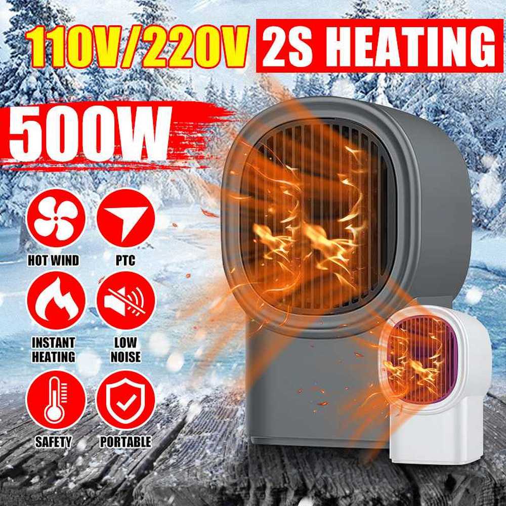 110-220V Mini Electric Air Heater Powerful Warm Blower Fast Heater Fan Stove Radiator Room Warmer for Home Office Warm Heater