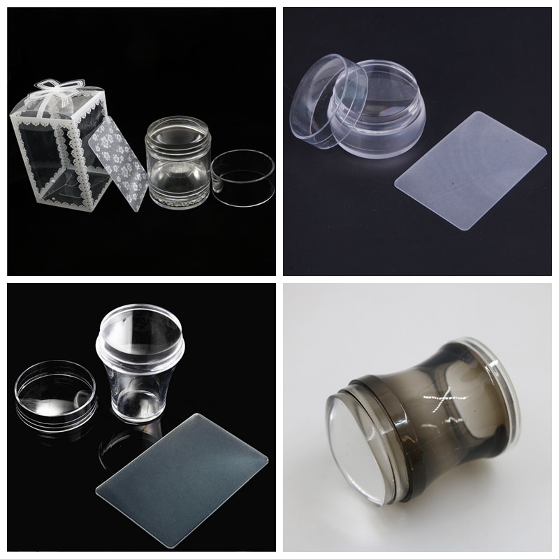 1Pc 3.5-4Cm Xl Jelly Stamper Pure Clear Jelly Siliconen Nail Art Stempelen Stamper Met Cap Voor nail Stempel Nail Art Yz 16/17/19/30