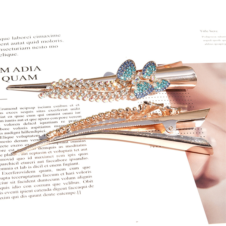 Pinza de pico de pato de cola de caballo de diamantes de imitación de lujo para mujer, pajarita dulce, pinzas para el cabello, diadema, accesorios para el cabello de , ,