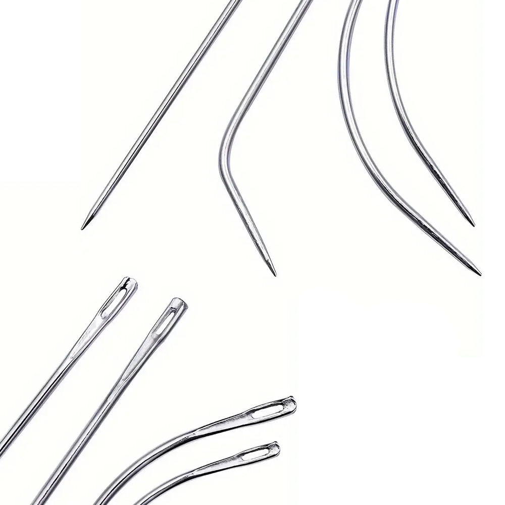 Illac and Thread for Hair Extensions, Hair Weave, SeOOThreads, 1 Roll, 4Pcs, C J I Shape, Curved Grossier les Dés and 1 NeelsThimble