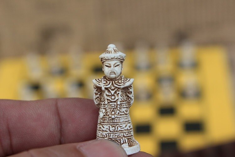 Chess Small Qing Dynasty Resin Figures Leather Chessboard Children