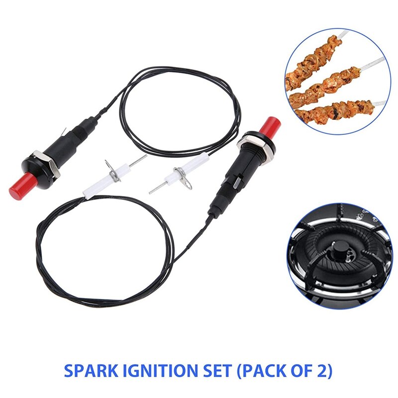 2Pack of Piezo Spark Igniter Propane Push Button Igniter with Threaded Ceramic Electrode, Type of 1 Out 2