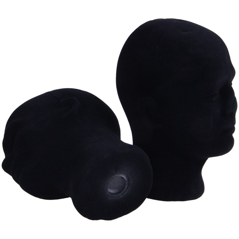Maniquí de cabeza de Maniquí de poliestireno para hombre, modelo de espuma negra, soporte de tienda, sombrero de exhibición, 2 x Negro