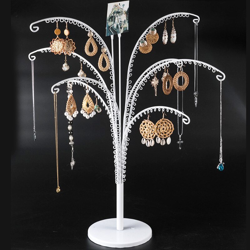 Sieradenorganizer in de vorm van een boom, hanger van metaal, oorbellen, ketting, ringhanger, armband, sieradenstandaard: Witte hanger