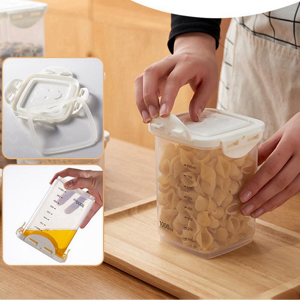 240/650/1000/1800ML Sealed Kitchen Storage Box Transparent Food Canister Keep Fresh Clear Noodle Storage Kitchen Accessories