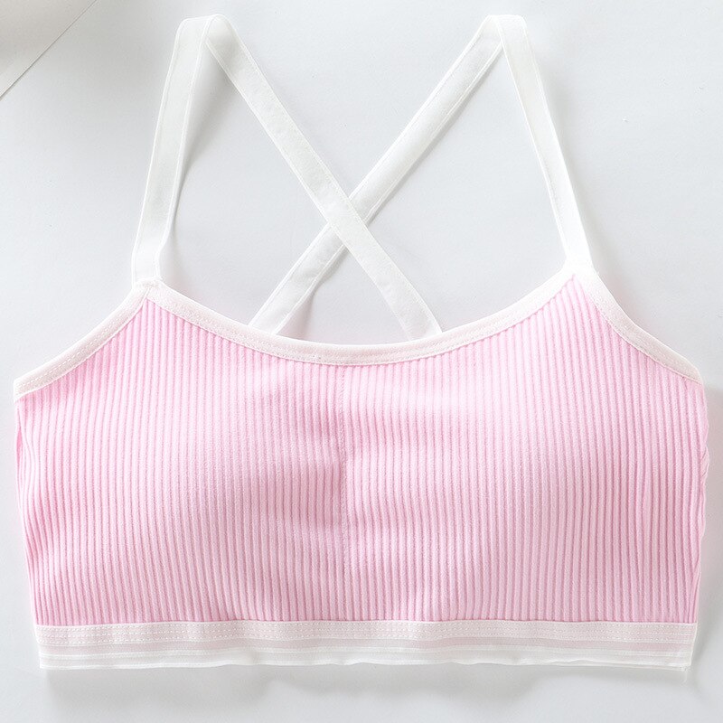 5 stk børn brystpleje ensfarvet pige bh teenage unge undertøj børn piger crop aftagelig vest pubertet tube top: 3