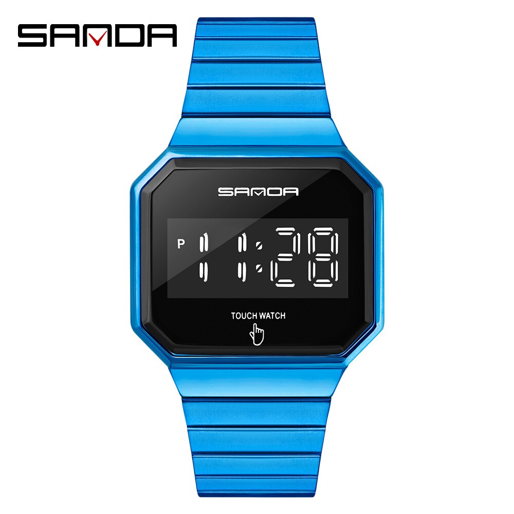 Sports Watches Man LED Touch Screen Electronic Shock Wristwatch Waterproof Digital Male Clock Relogio Masculino: Blue