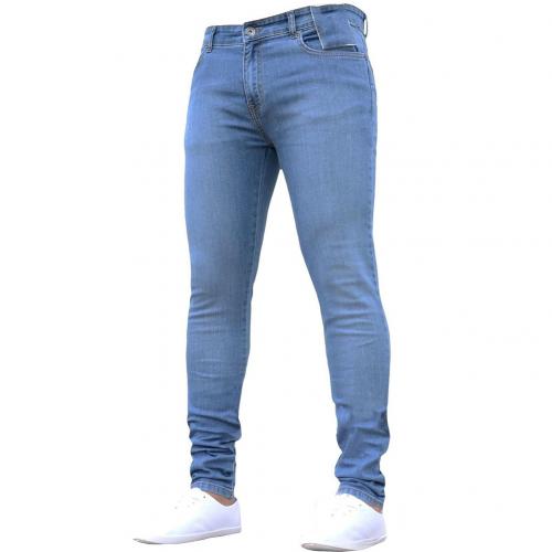 Spring Autumn Men's Skinny Jeans Denim Pants Leggings Long Trousers: Light Blue XXXL