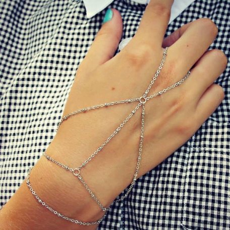 Simple multicouche gland esclave Bracelet Vintage doigt harnais main chaîne bijoux 2B216