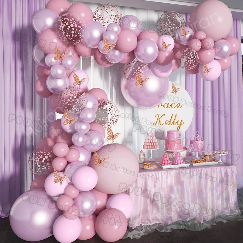 Kit de arco de guirnalda de Globos rosas, decoraciones para de cumpleaños, Foil de cumpleaños para niños, Globos de oro blanco, decoración de boda, Globos para Baby Shower