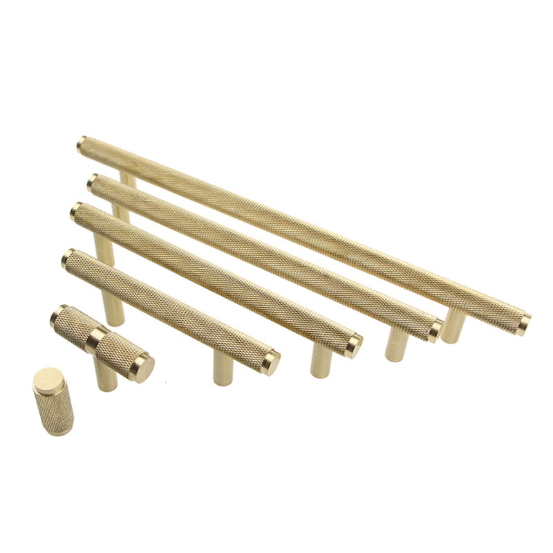 Long Brass Knurled/Textured simple kitchen cabinet knobs and handles Drawer Pulls Bedroom Knobs Brass T Bar Cabinet Hardware