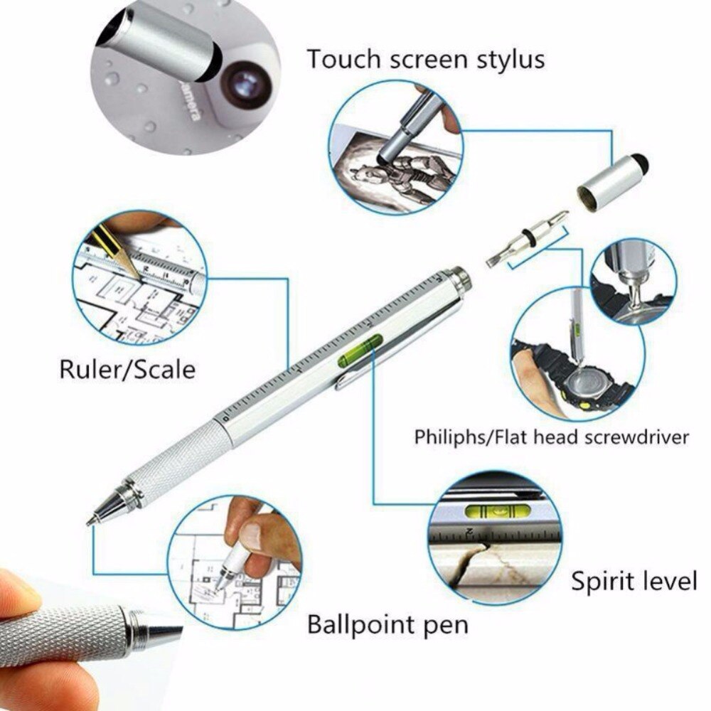 6 in 1 multifunctionele Schroevendraaier Balpen Touch Screen Touch Capacitieve Telefoon Handschrift Balpen Tool Pen