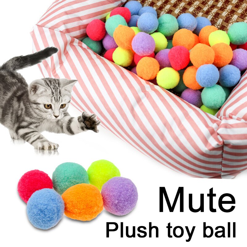 10/20/30 Pcs Cute Funny Cat Toys Stretch Plush Ball 0.98in Cat Toy Ball Colorful Interactive Cat Pom Pom Cat Chew Toy