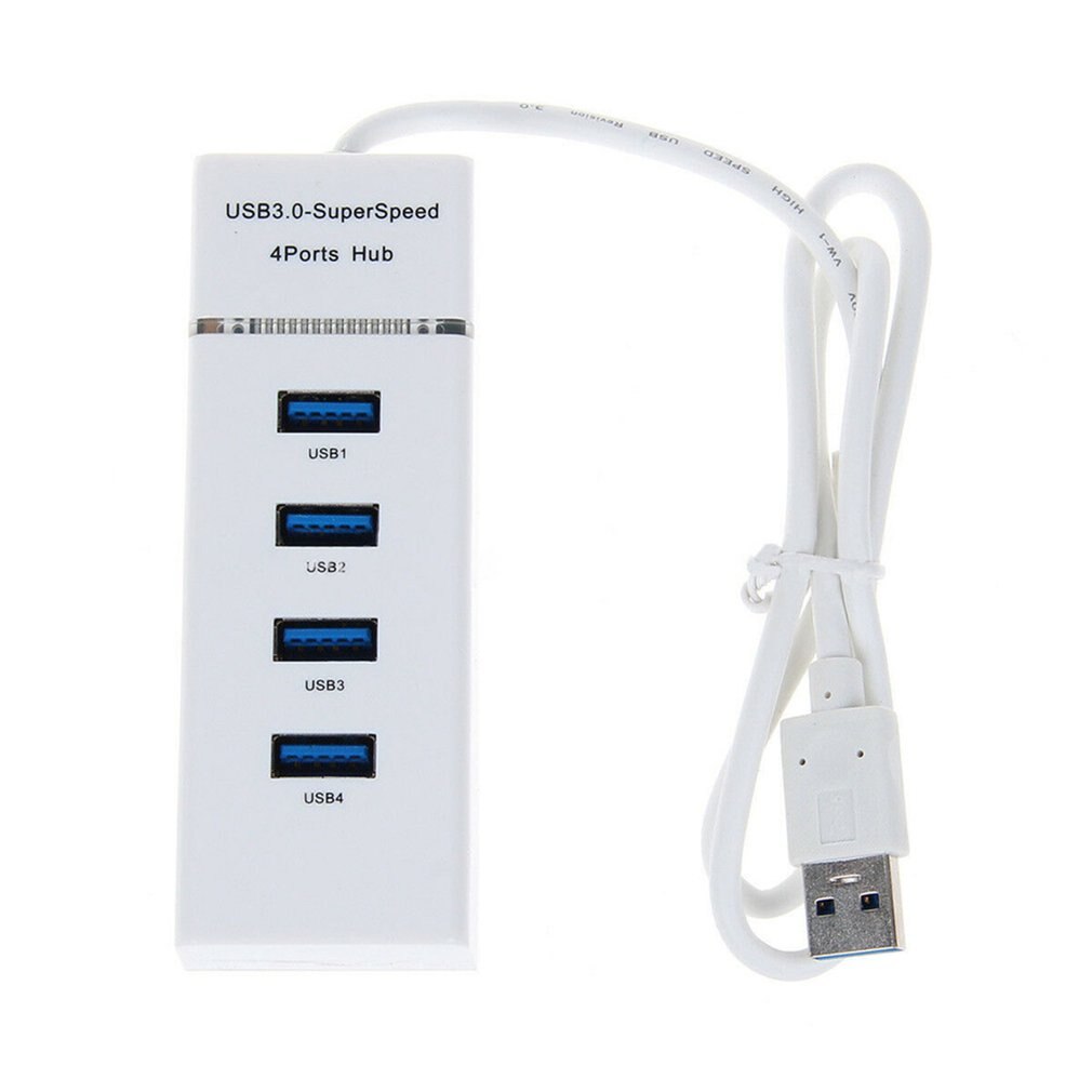 USB 3.0 Hub High Speed 4-Port Hub Independent Switch Hub Four-Bit Splitter Hub Usb 3.0 Multi-Interface Hub: White