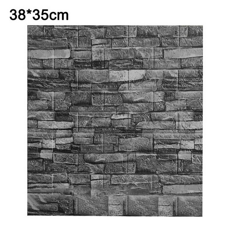 1pcs 3D Brick Wallpaper Waterproof Waterproof Contact Paper Doors For Living Room Bedroom Background Foam Wall Decoration: Roman black brick