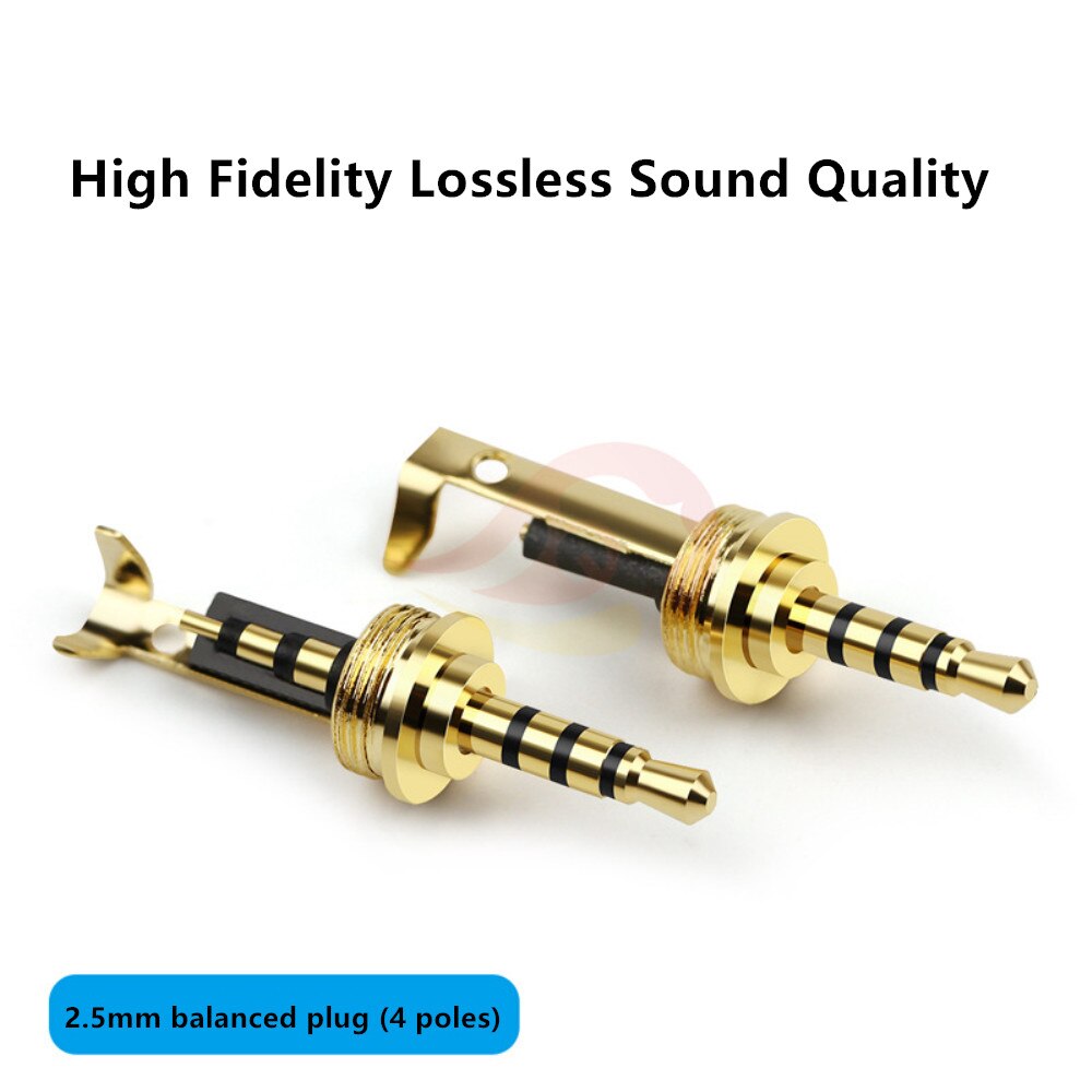 Audio Jack 2.5mm 4 Poles Pure Copper Gold-Plated Plug Headphone Connector General 7.2 Thread DIY Replace Earphone Cable Adapter