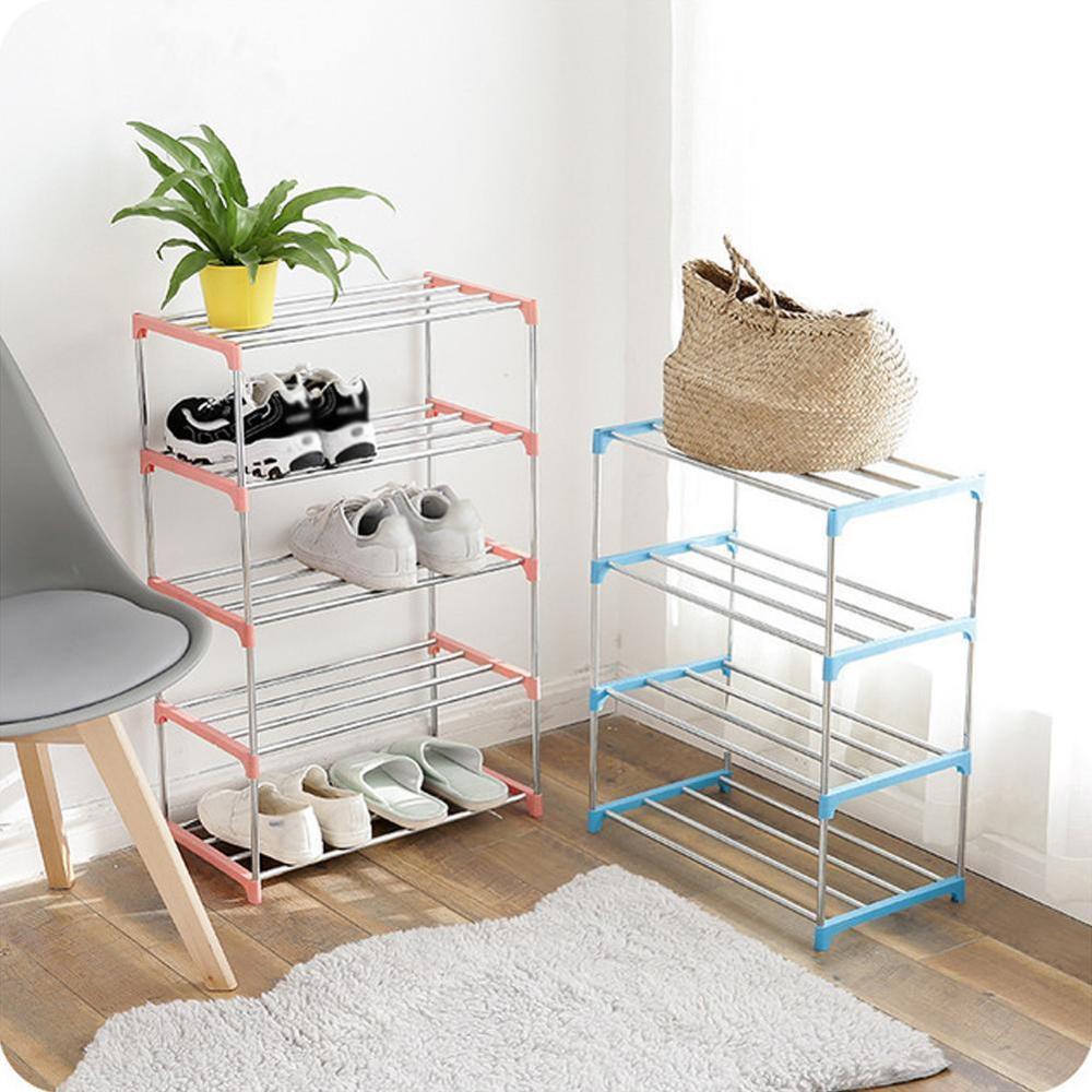 3/4 Tiers Stapelbaar Schoenenrek Opslag Plank Thuis Hal Schoenen Organizer Rvs Schoenenrek