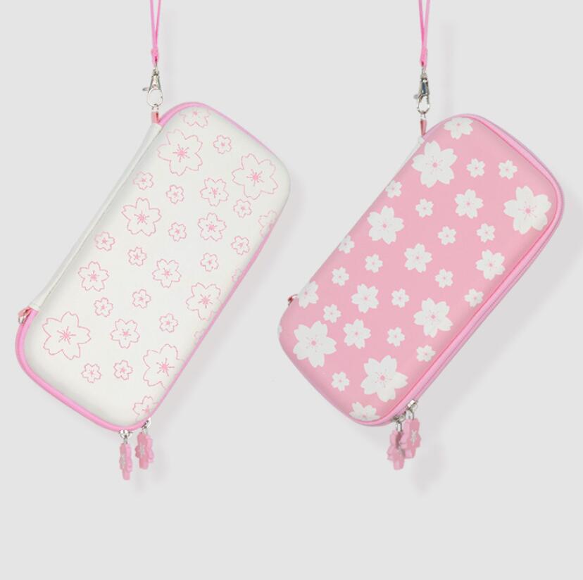 Bolsa de flores de cerezo para Nintendo Switch, estuche de almacenamiento portátil, carcasa dura, Kit de cubierta para consola NS NX