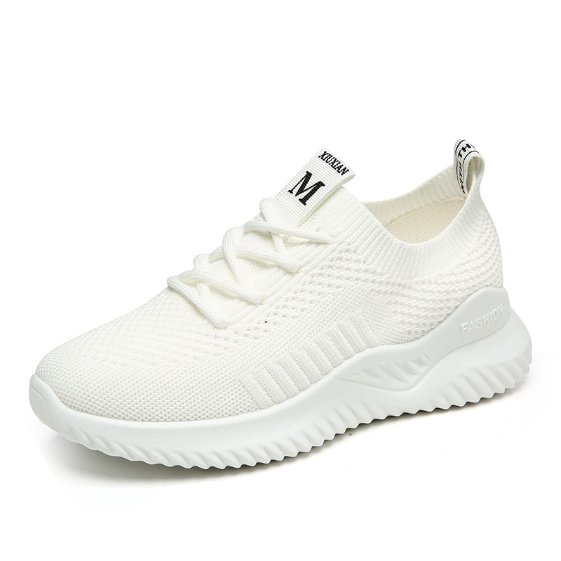 Joggesko kvinner tennissko chaussures femme jenter utendørssko kvinner zapatos de mujer sportssko dame myke joggesko billig: Hvit / 4