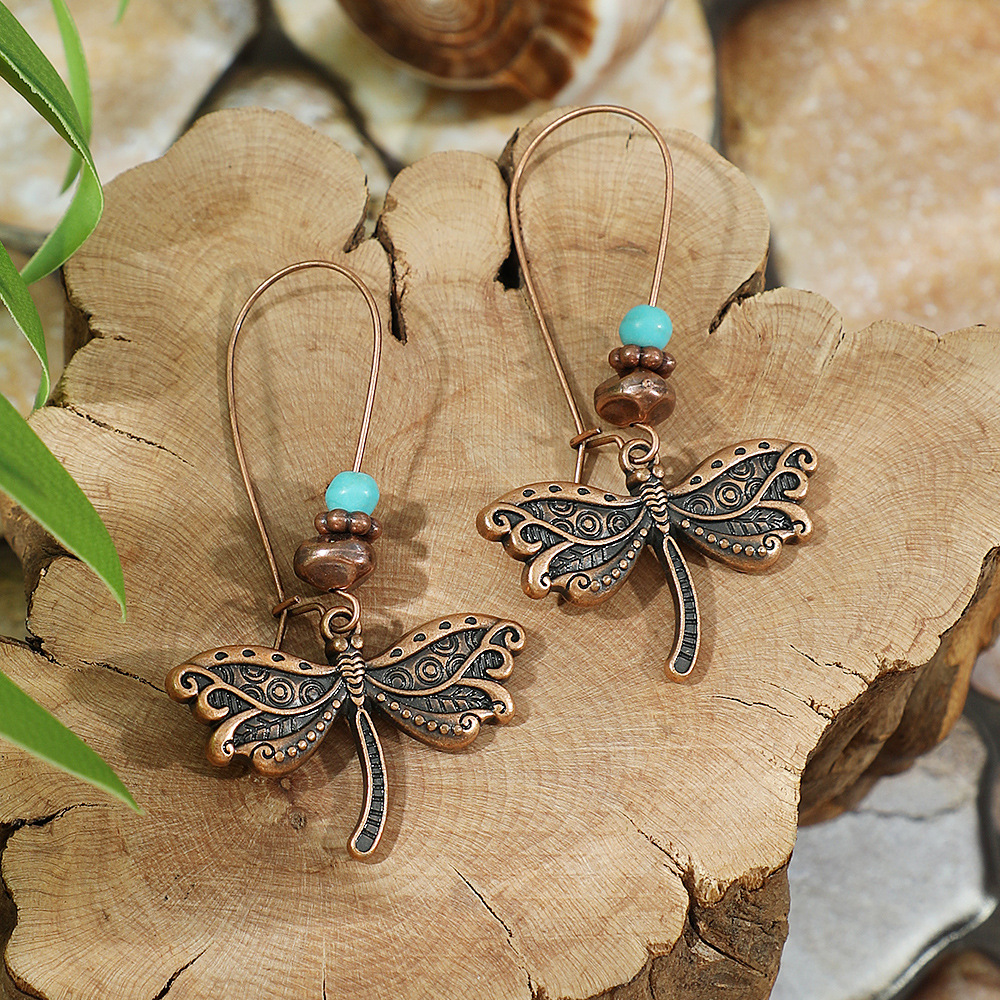 Pendientes colgantes marrones geométricos étnicos Vintage para mujer personalidad vacaciones Casual pendientes diarios joyería Bohemia: Rojo óxido