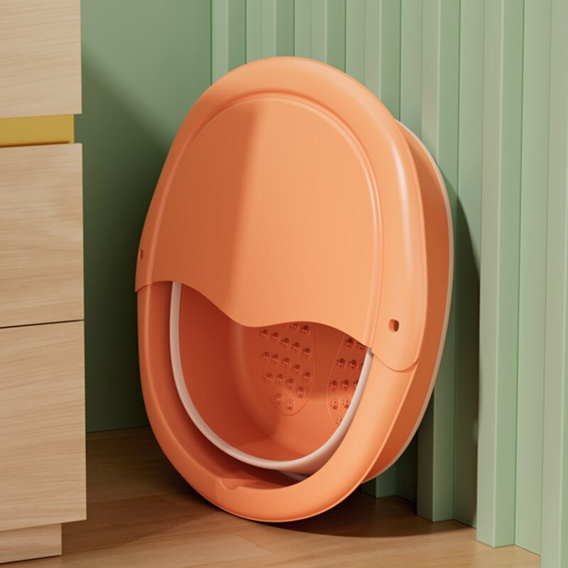 Foldable Foot Spa Bucket Multipurpose Foot Bath Massage Barrel for Home Foot Spa Bucket Home PR: Orange With Cover