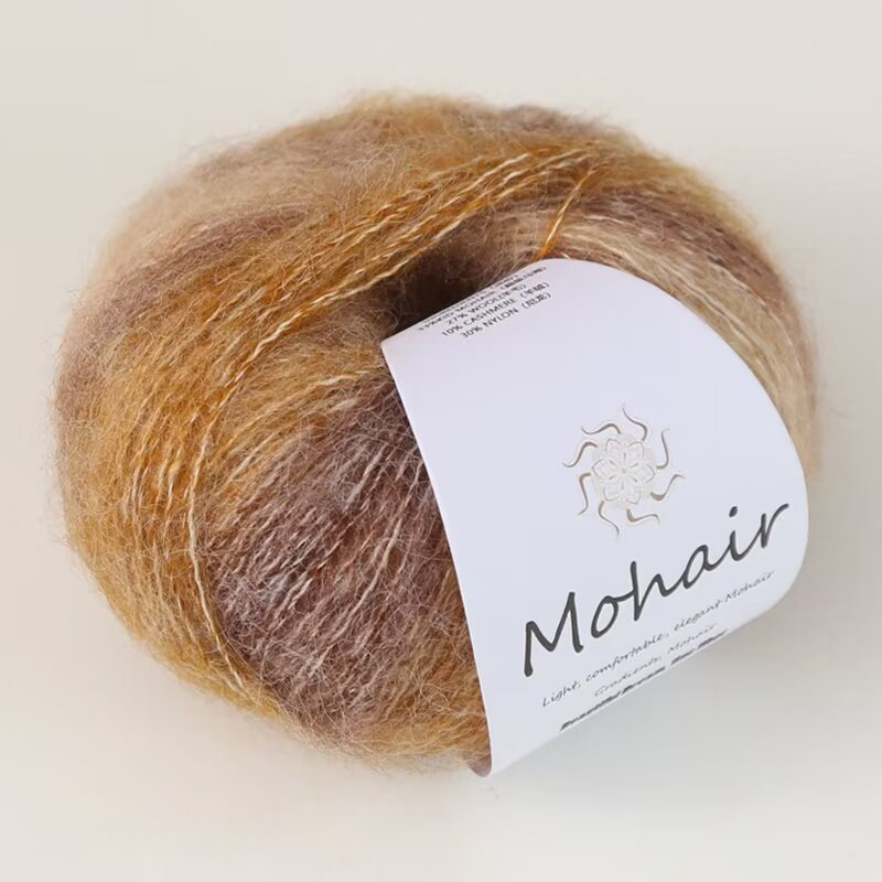 Ovillo de lana de Mohair degradado para tejer a mano, hilo de ganchillo suave y cálido, segmento de lana de bebé, hilo teñido para suéter, sombrero y bufanda, 25g por bola: Blanco