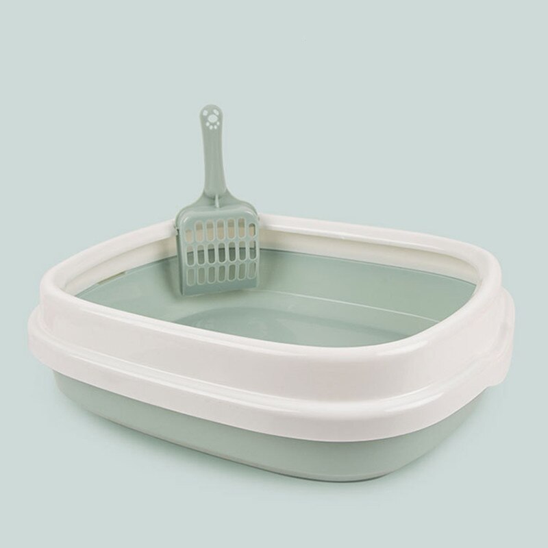 Caja de arena para gatos, sanitario para mascotas, con protección anti-salpicaduras, para perros y gatos, caja de plástico con cuchara para remover la arena, para el hogar