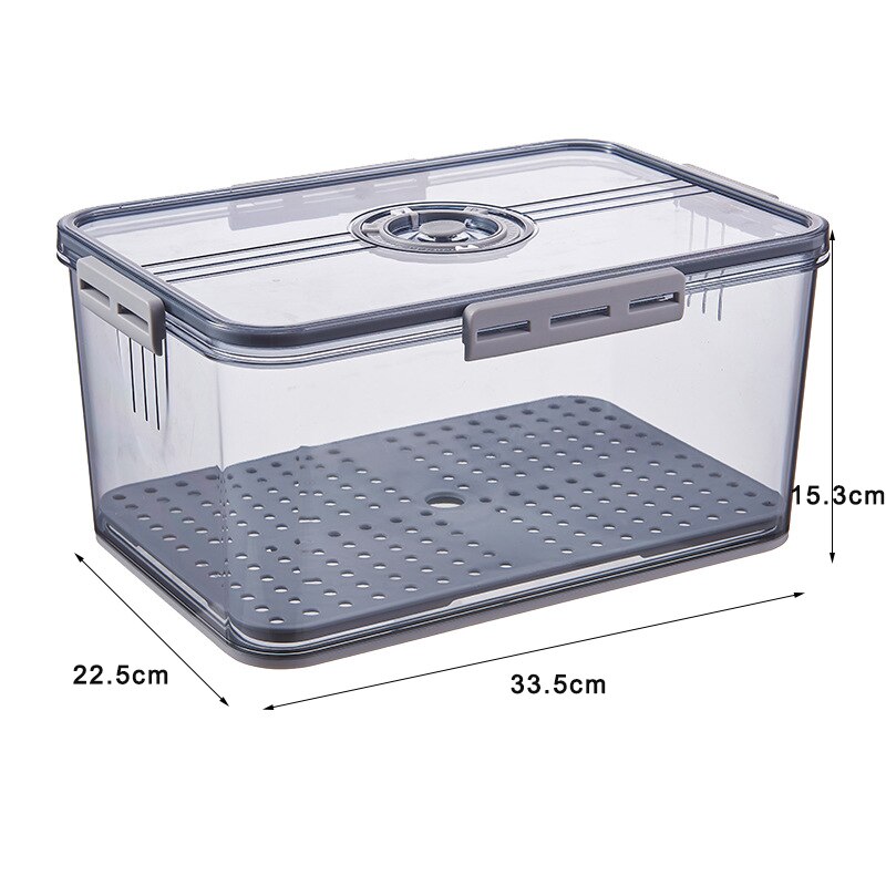 Refrigerator Storage Box Kitchen Storage Containers for Food Vegetable Fruit Timekeeping Frozen Storage Box Freezer Sealed Box: Grey 7001