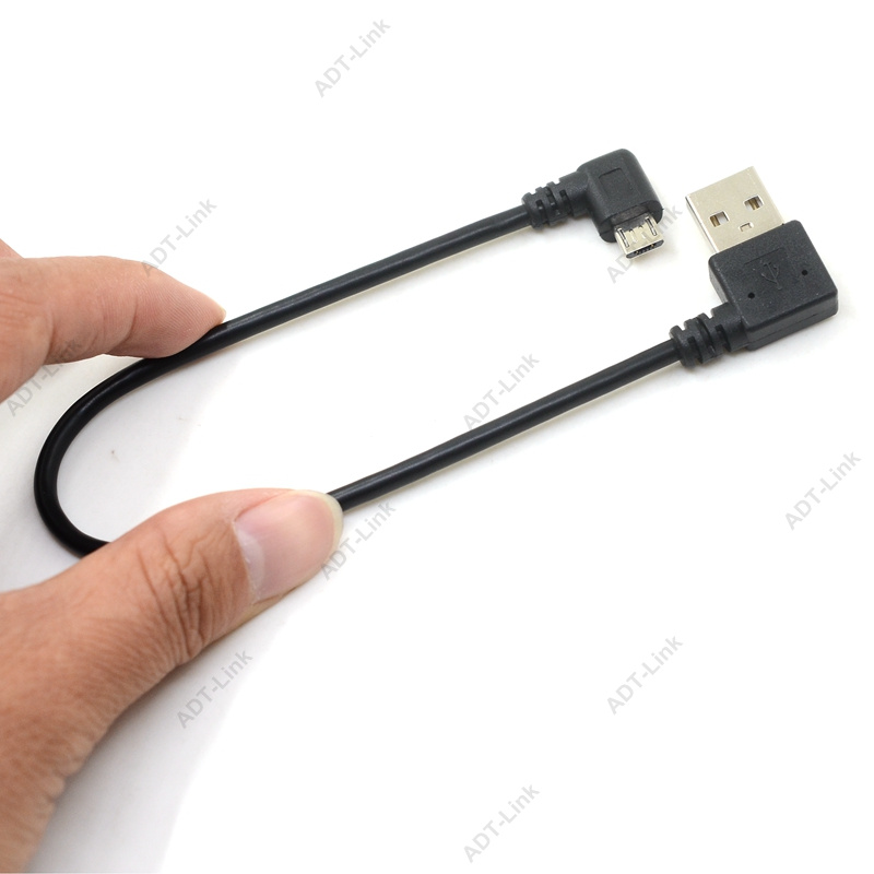 25CM korte 90 Graden Links Haaks USB 2.0 A male naar Micro USB B Male Kabel Rechts Links hoek Data Sync en Opladen Extender